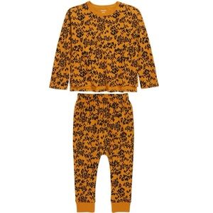 OPEN EDIT Kids' 3 Organic Cotton Joggers & Tee In Orange Inca Mountain Lines